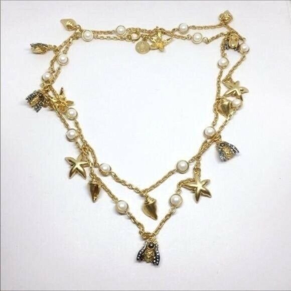 NWOT Tory Burch Gold Bee Pearl Long Necklace - Picture 4 of 7